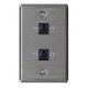 Tapa Placa Metálica Acero Inox 2 Puertos Cat6 Crimpado